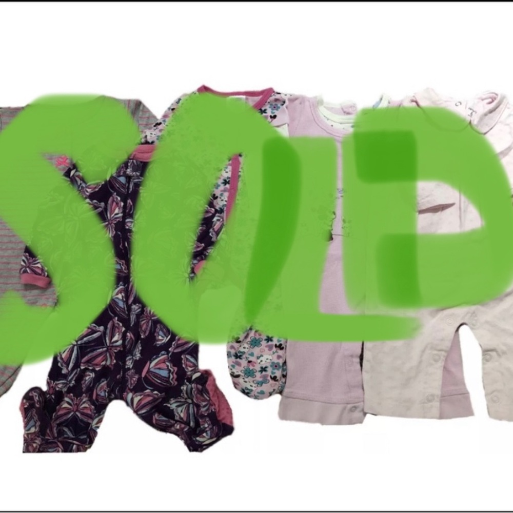 Lot Bundle 5 Infant Baby one piece Pajamas PJs